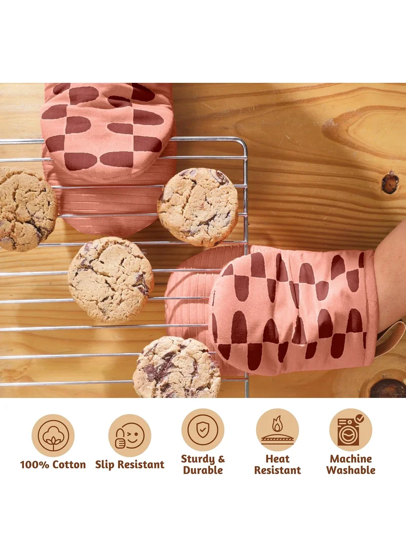 Folkulture Folkulture Mini Oven Mitts or Short Oven Mitts, Cotton Oven Gloves or Oven Mitts Heat Resistant, Set of 2 Kitchen Mitten or Silicone Oven Mit, 5.75"X9" Small Oven Mitt with Loop