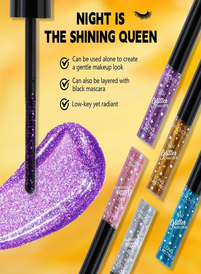 DENESTUP 5 Colours Mascara for Eyelashes, Colourful Pearly Glitter Mascara Set Shining Eyelashes Voluminous Eye lashes Charming Waterproof Longlasting Halloween Christmas Eyes Look Makeup - Image 3