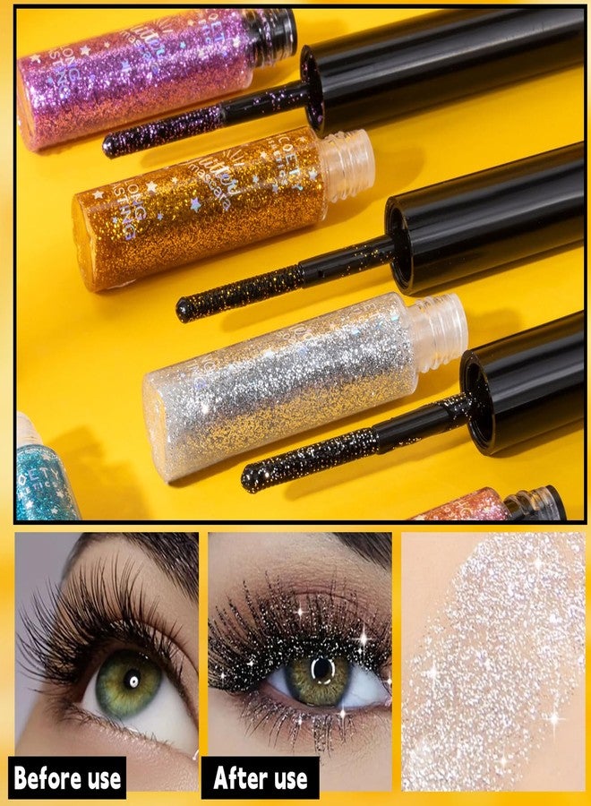 DENESTUP 5 Colours Mascara for Eyelashes, Colourful Pearly Glitter Mascara Set Shining Eyelashes Voluminous Eye lashes Charming Waterproof Longlasting Halloween Christmas Eyes Look Makeup - Image 4