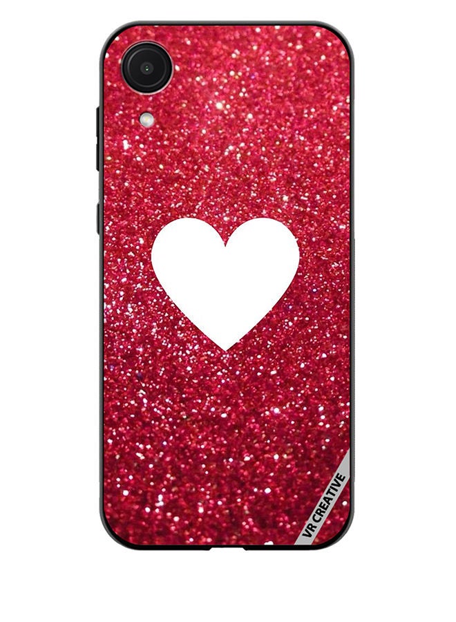 VR CREATIVE Protective Case Cover For Samsung Galaxy A03 Core White Heart on Red Glitter Design Multicolour - Image 1