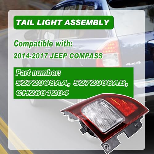 Lochnchn Tail Lights Compatible with JEEP Compass 2014-2017 Rear LED Taillights Assembly Right Passenger Side Tail Lamp - Image 2
