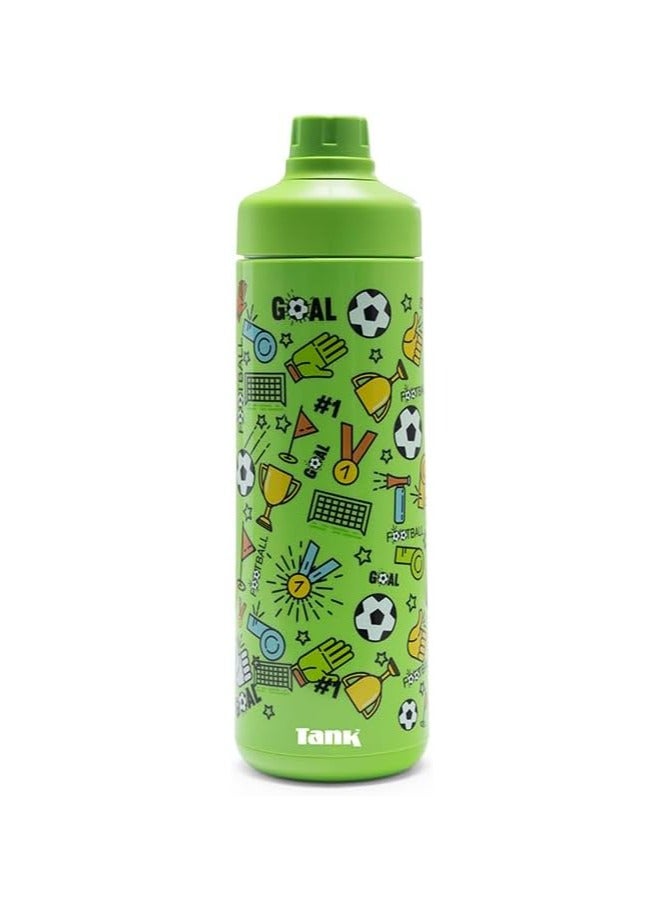 Tank Mini 650ml Football Print  Insulated Leakproof Bottle - Perfect for School, Gym, or Outdoor Adventures - Image 1