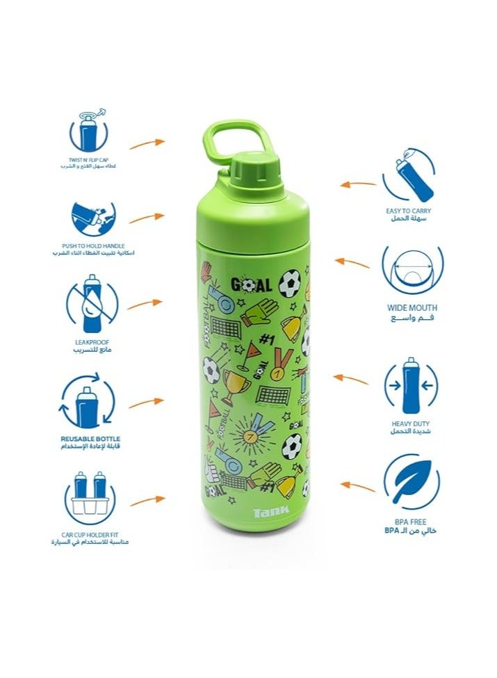 Tank Mini 650ml Football Print  Insulated Leakproof Bottle - Perfect for School, Gym, or Outdoor Adventures - Image 5