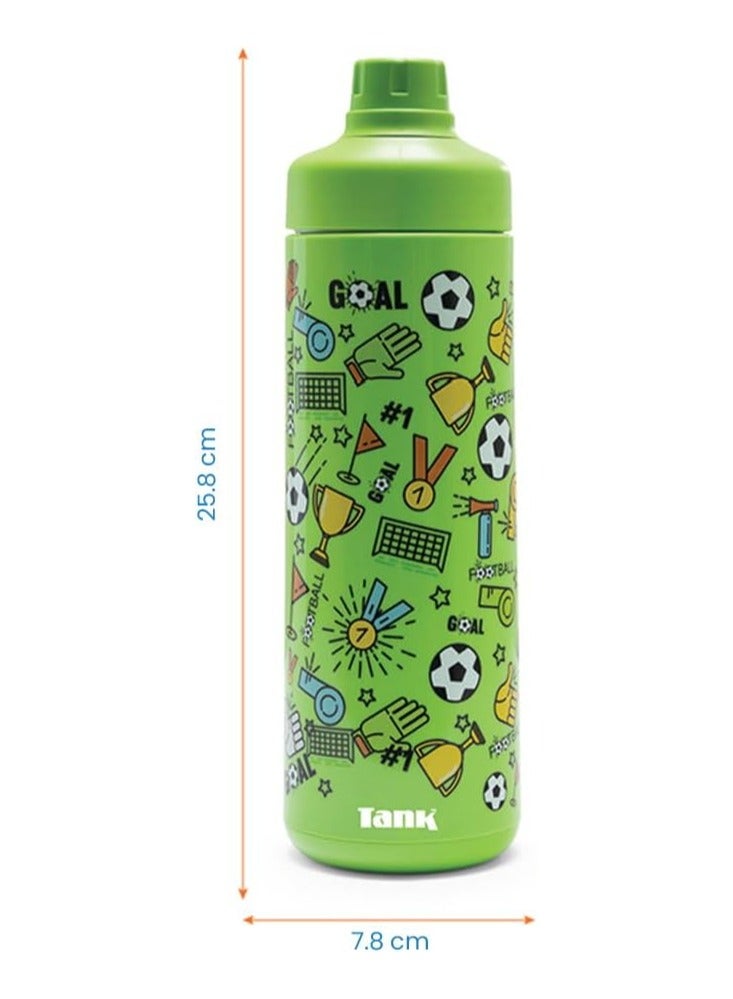 Tank Mini 650ml Football Print  Insulated Leakproof Bottle - Perfect for School, Gym, or Outdoor Adventures - Image 2