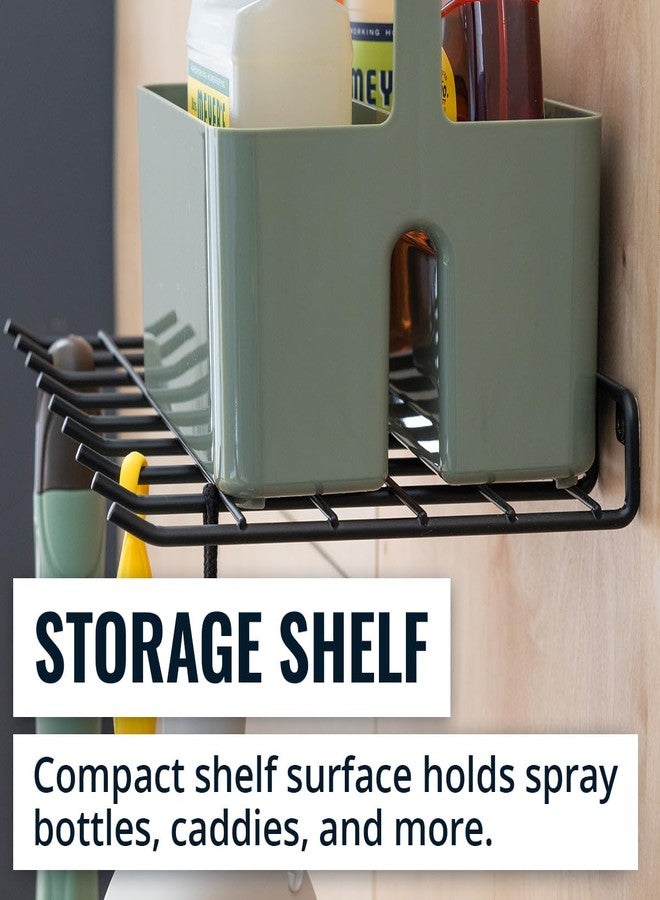 StoreYourBoard The Afton Laundry Room Shelf, Wire Shelving Wall Mounted, Hanging Hooks for Broom and Mop, Cleaning Supplies Shelf for Home and Garage, 17.5" x 9" - Image 3