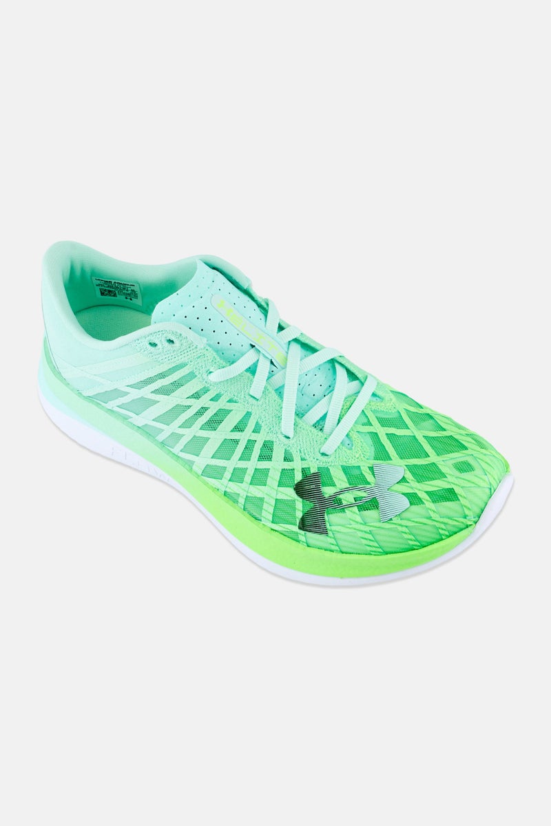 UNDER ARMOUR أحذية جري للأطفال الأولاد Ua Flow Velociti Elite مزودة بأربطة، لون أخضر ليموني - Image 1