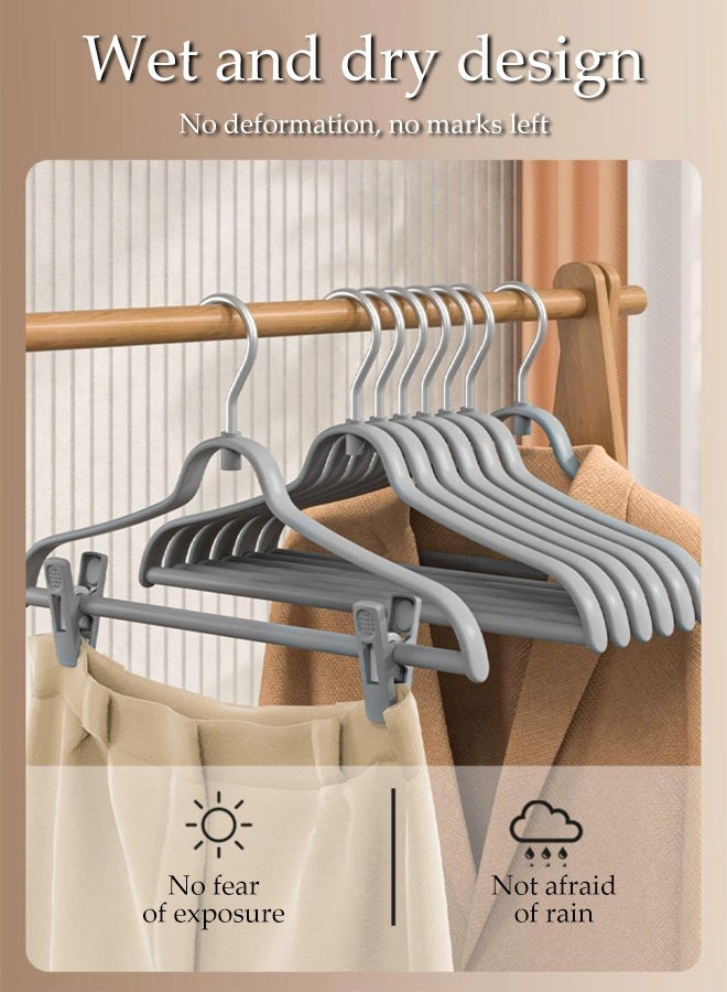 DUNISO 5Pcs Clothes Hangers with Clips Non-slip Thickening 2-in-1 Clothes Hanger and Pants Clip with 360°Swivel Hook Space-Saving Non Marking Adjustable Clips Clothes Hanger Set for Shirts, Pants, Dresses, Skirts, Coats - Image 3