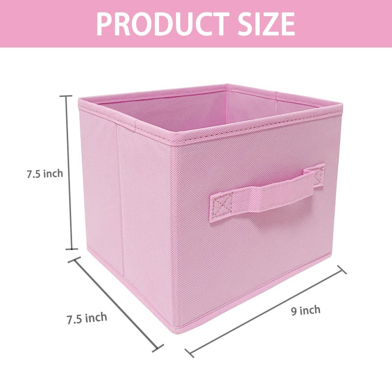 EBIGIC EBIGIC Pink Bins[6 Pack] 9.0""x7.5""x7.5"" Small Size Fabirc Foldable Closet Toy Organizer Collapsible Cloth - Image 2