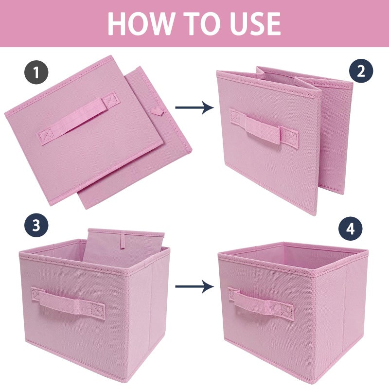 EBIGIC EBIGIC Pink Bins[6 Pack] 9.0""x7.5""x7.5"" Small Size Fabirc Foldable Closet Toy Organizer Collapsible Cloth - Image 4