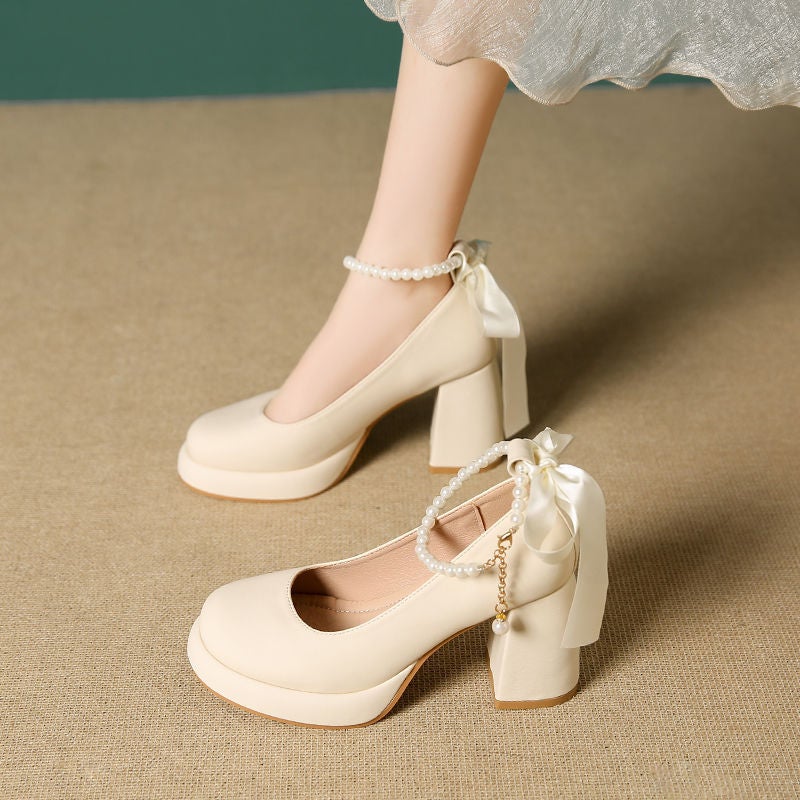 Mary Jane High Heels Small Design Sense Niche French Temperament Single-Layer Shoes Chanel Style - Image 3