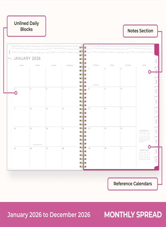 Blue Sky Kelly Ventura 2026 Weekly and Monthly Planner Calendar, January 2026 - December 2026, 8.5" x 11", Flexible Cover, Laminated Tabs, Durable Twin Wire Binding, Storage Pocket, Magenta Blooms - Image 4