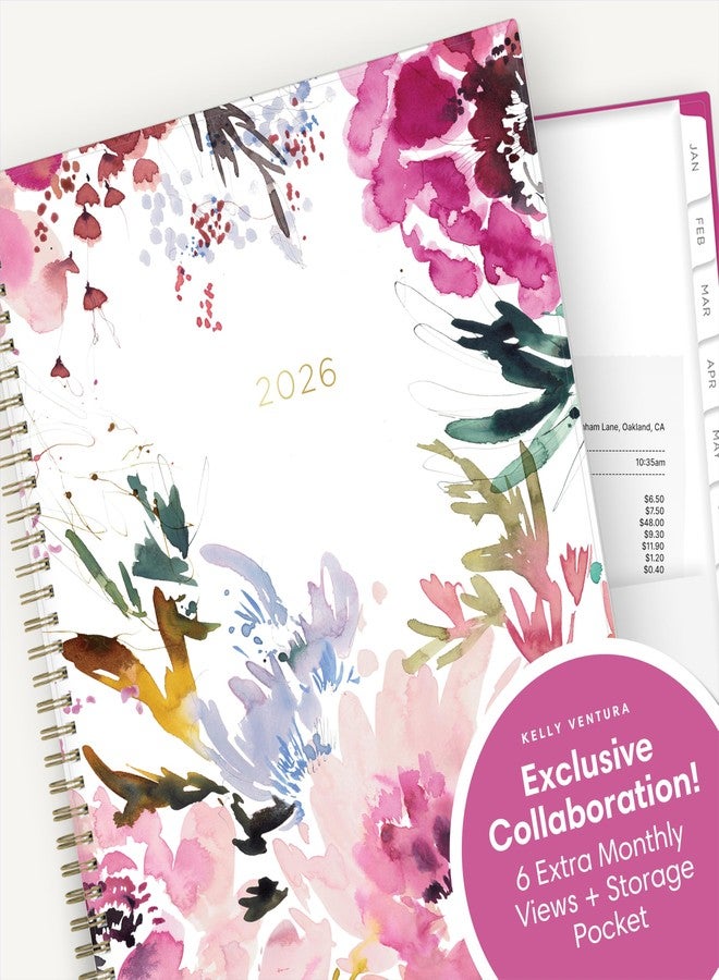 Blue Sky Kelly Ventura 2026 Weekly and Monthly Planner Calendar, January 2026 - December 2026, 8.5" x 11", Flexible Cover, Laminated Tabs, Durable Twin Wire Binding, Storage Pocket, Magenta Blooms - Image 5