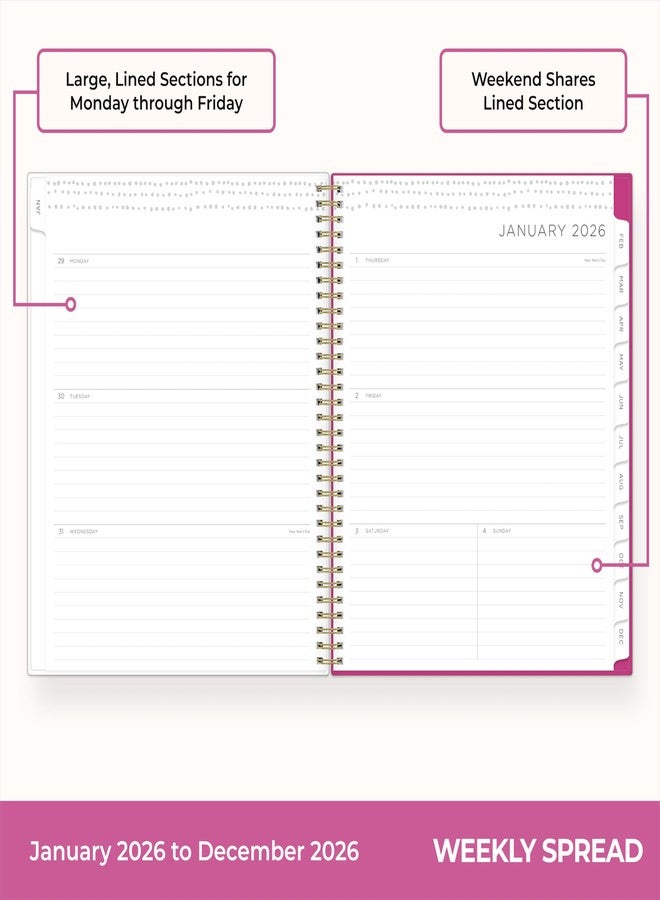 Blue Sky Kelly Ventura 2026 Weekly and Monthly Planner Calendar, January 2026 - December 2026, 8.5" x 11", Flexible Cover, Laminated Tabs, Durable Twin Wire Binding, Storage Pocket, Magenta Blooms - Image 3