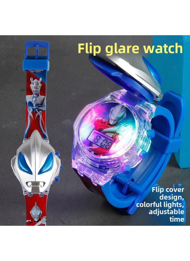 Generic - Gold Sailor Galaxy Ultraman Luminous Watch Flash Children's Watch Toy Watch Ultraman Watch For Men And Women-Color:Jade Concave Convex Man ]-Specifications:Blister Card Packaging - Image 1
