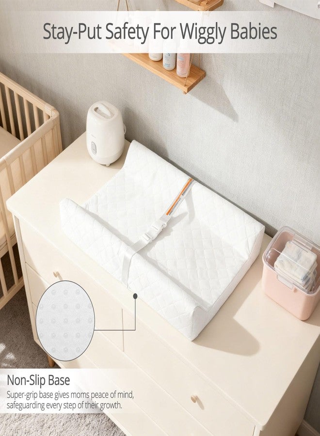JVEOO Waterproof Baby Changing Pad, Non-Slip Wipeable Diaper Changing Mat with Safety Strap 32x16 Inch Infant Diaper Change Pad Suitable for Dresser & Table - Image 4
