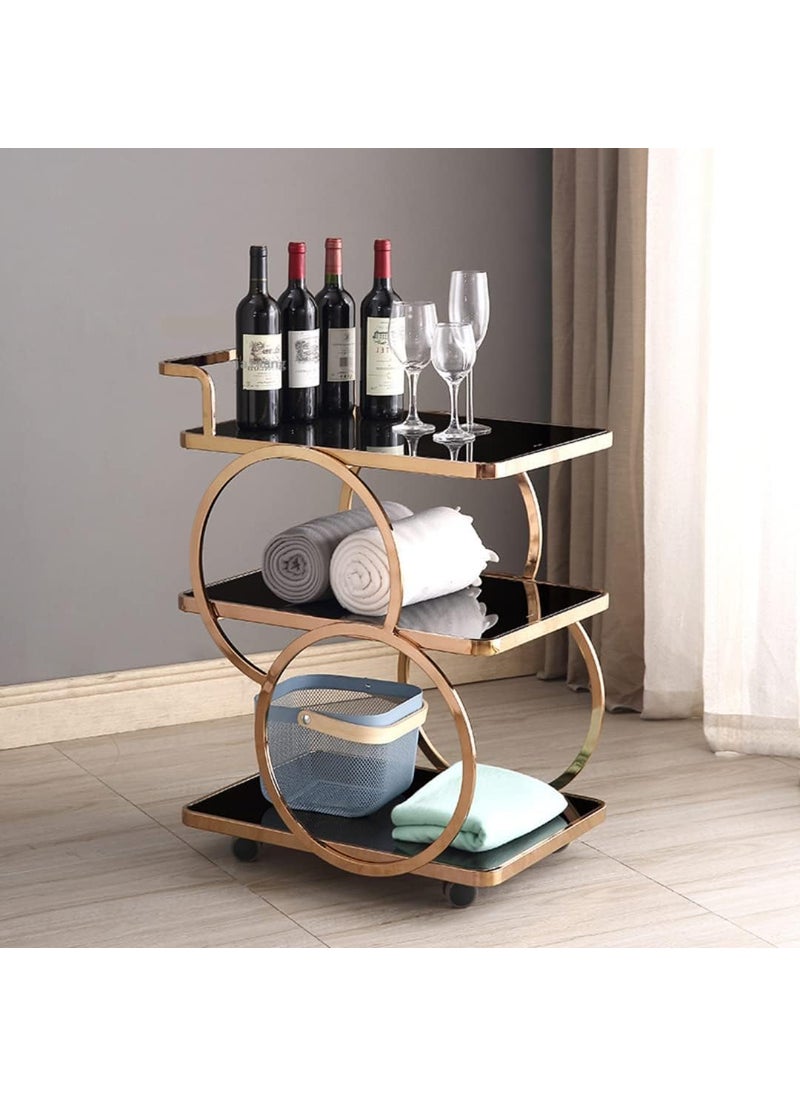 Device Bas with BROWN ART SHOPPEE Brown Art SHOPPEE Luxury End Table Bar Trolley 3Tier Metal Serving Trolley with Gold Elegant Home and Restaurant Mobile Cart for Effortless Food Serving Coffee Table for Living Room Gold Black 