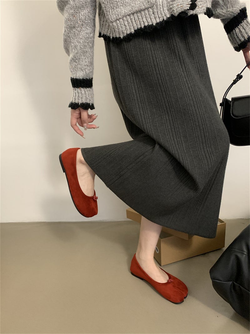 Flat Shoes Childrens Spring and Autumn 2025 New French Style Evening Breeze Toe Shoes Sheeps Foot Shallow Mouth Single Shoes Pigs Foot Clippers Lbb95 green - Image 3