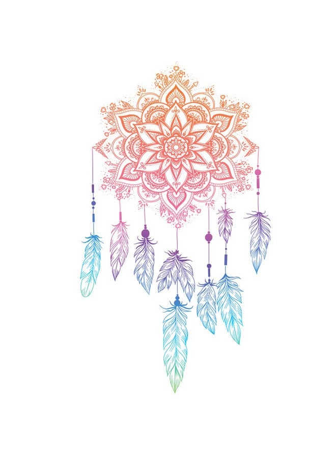 Maydahui 4 Sheet Mandala Flower Feather Lotus Wall Decal For Living Room Bedroom  - Image 1