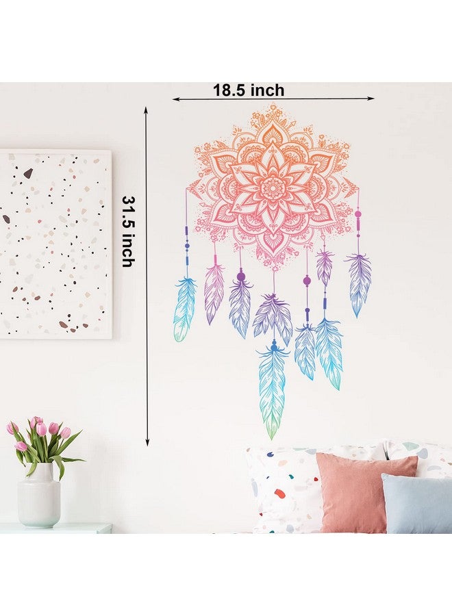 Maydahui 4 Sheet Mandala Flower Feather Lotus Wall Decal For Living Room Bedroom  - Image 5