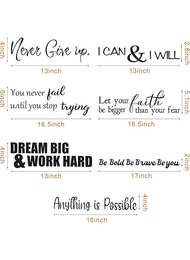 erorex 'Never Give Up Anything Is Possible' 5 Sheets Inspirational Vinyl Wall Quotes Stickers Motivational Peel And Stick Decals Versatile Wall Decor For Bedroom Living Room Office - Image 5