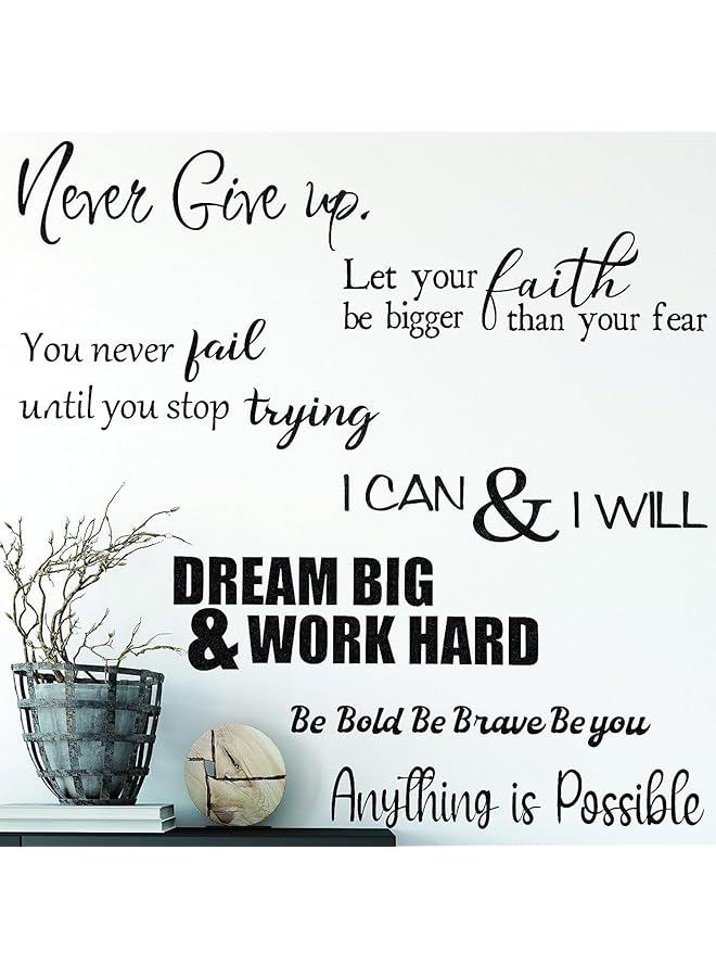 erorex 'Never Give Up Anything Is Possible' 5 Sheets Inspirational Vinyl Wall Quotes Stickers Motivational Peel And Stick Decals Versatile Wall Decor For Bedroom Living Room Office - Image 2