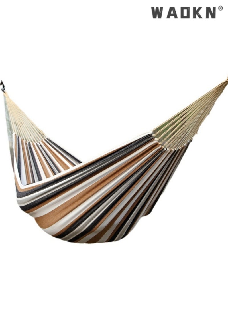 Premium Canvas Single Hammock,Ideal for Outdoor Camping, Indoor Relaxation, and Comfortable, Durable Striped Design with Carry Bag for Easy Storage and Travel Convenience,Maximum Load 200kg