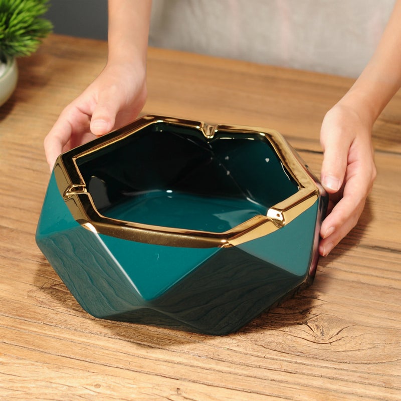 New Chinese Ashtray Anti-Fly Ash Ceramic Creative Room Desktop Birthday Gift Living Room Office Factory - Image 2