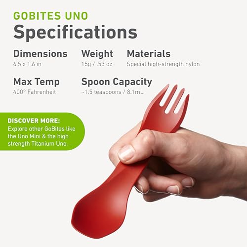 humangear GoBites Uno | Travel & Camping Utensils | Portable & Convertible Dining Ware | Multi-Functional Spork, Blue - Image 5