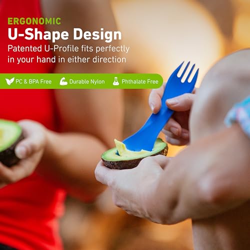 humangear GoBites Uno | Travel & Camping Utensils | Portable & Convertible Dining Ware | Multi-Functional Spork, Blue - Image 3