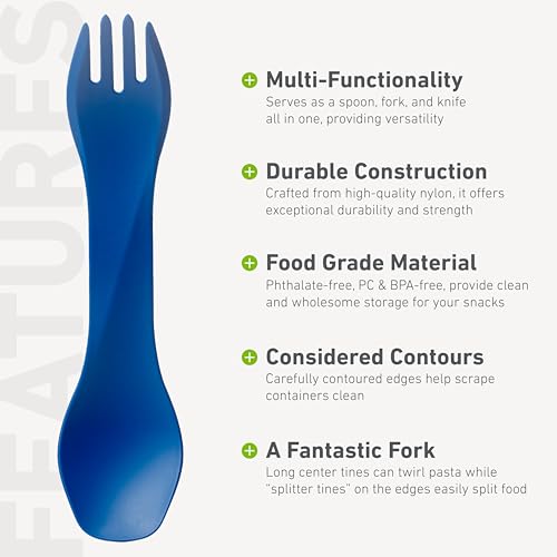 humangear GoBites Uno | Travel & Camping Utensils | Portable & Convertible Dining Ware | Multi-Functional Spork, Blue - Image 4