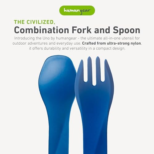 humangear GoBites Uno | Travel & Camping Utensils | Portable & Convertible Dining Ware | Multi-Functional Spork, Blue - Image 2