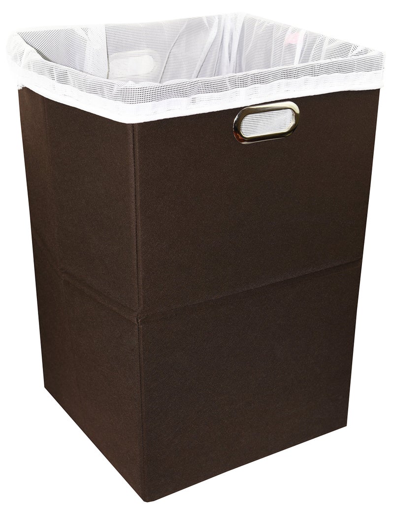 Freegrace Foldable Large Laundry Hamper With Laundry Bag - Premium Durable Non-Woven Fabric, Plastic Board, Extra-Large Size, Space-Saving & Compact Clothes Basket With Metal Handles (Brown) - Image 1
