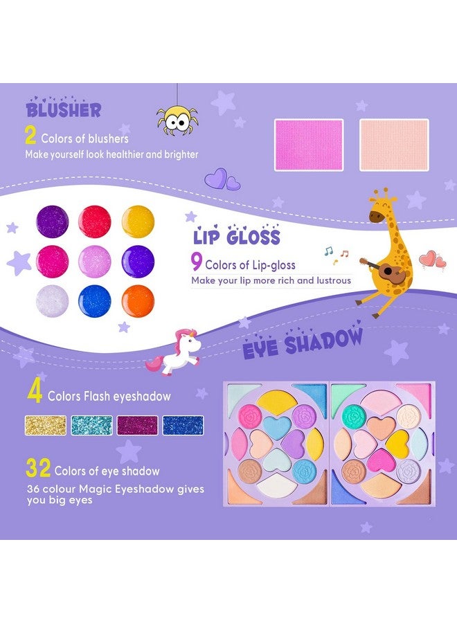 تومونس مجموعة مكياج للأطفال للبنات الأميرة الحقيقية القابلة للغسل مجموعة مستحضرات التجميل مع مرآة، هدية عيد ميلاد للفتيات بعمر 3 4 5 6 7 8 9 10 سنوات - Image 2