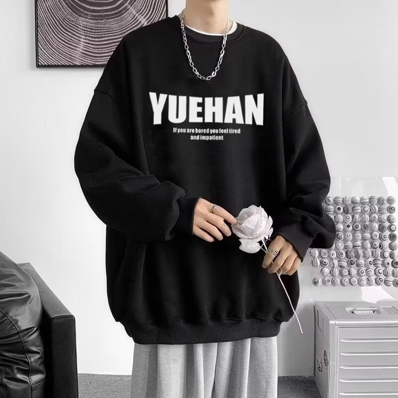 Trendy Brand Letter Sweater Men'S Long-Sleeved Crewneck T-Shirt Men'S American Oversize T-Shirt For Lovers - Image 2
