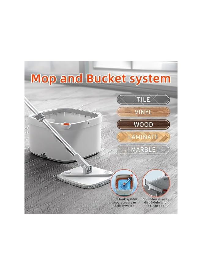 promass Mop for Floor Cleaning, Premium Spin Mop & Bucket Set - High-speed Turbine Effortless Dirt Separation - Visual Dehydration Indicator-Ultra-Fine 2 Micro-Fiber Cloth for Super Absorption - Image 2