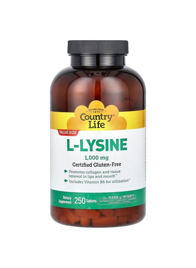 Country Life Country Life Vitamins - Lysine 1000 mg 250 tab - Image 1