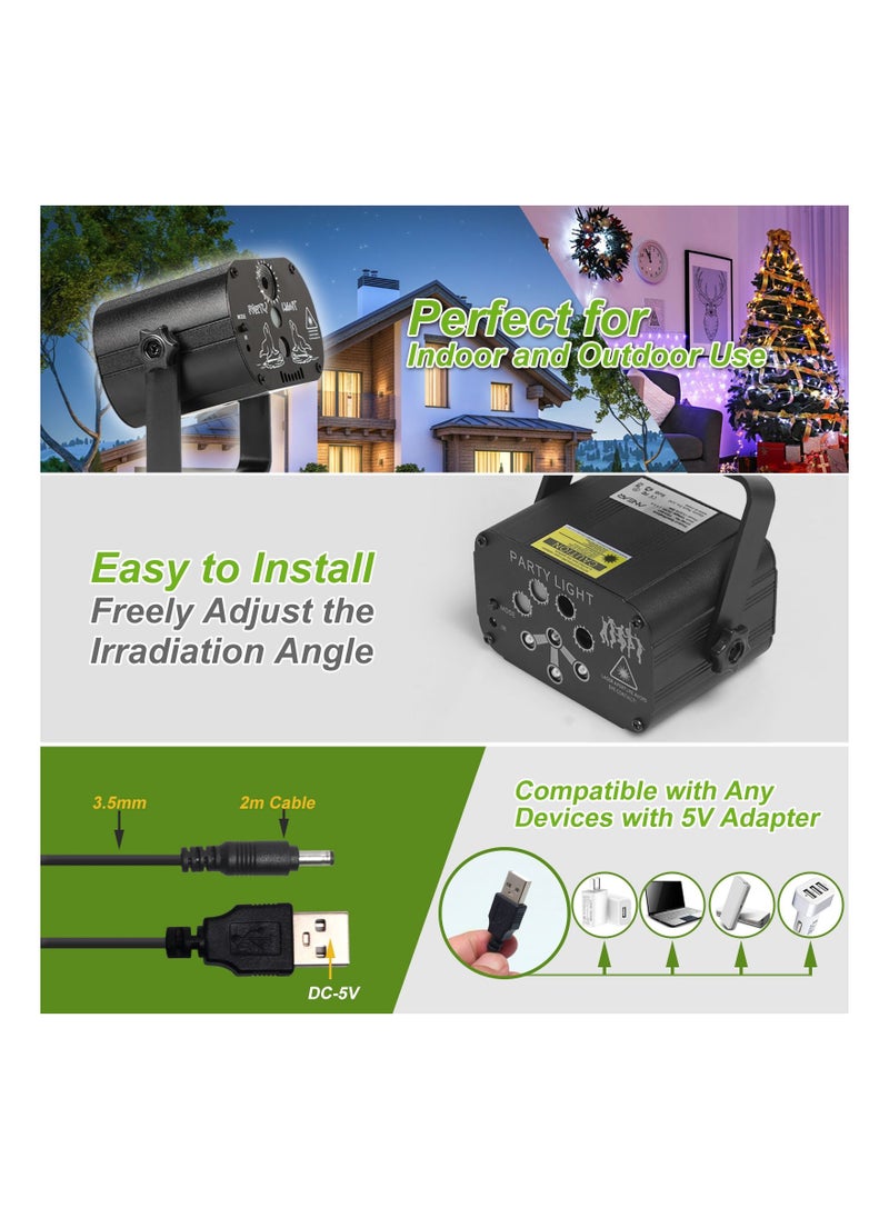 AMINAC - Disco Lights Party Lights 120 Patterns Wireless LED Sound Activated RGB Stage Lights Projector with Remote Control, Timing and Rechargeable Battery - Image 1