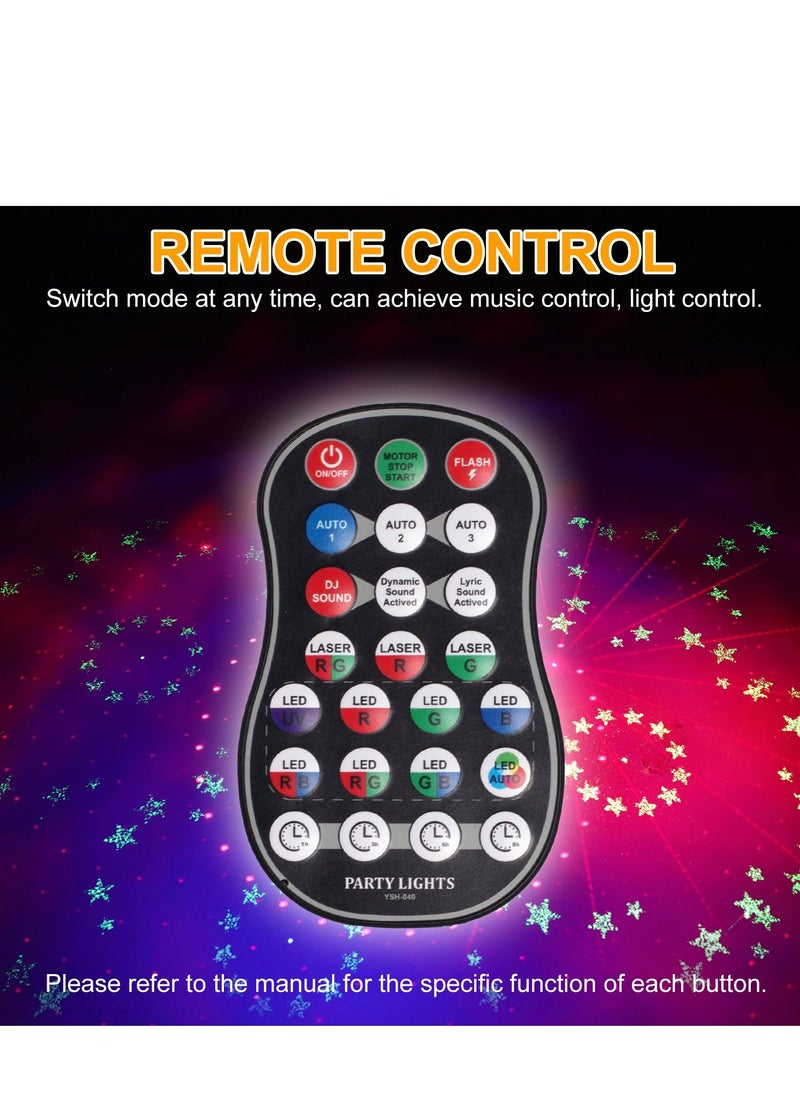 AMINAC - Disco Lights Party Lights 120 Patterns Wireless LED Sound Activated RGB Stage Lights Projector with Remote Control, Timing and Rechargeable Battery - Image 1