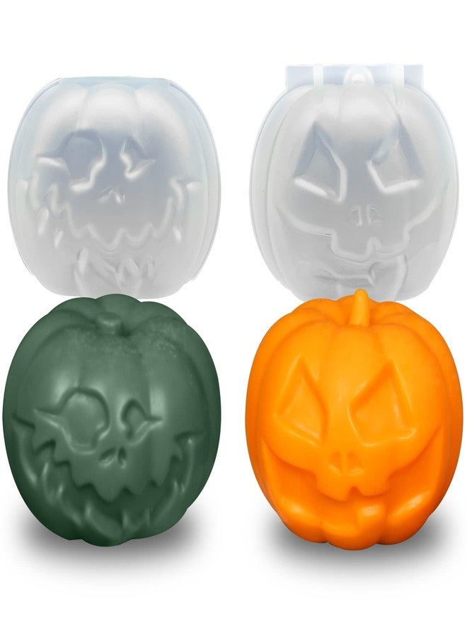 ZAKVOOR 2 Pcs Pumpkin Candle Mold Halloween Resin Casting Silicone Mold for DIY Aromatherapy Candles Wax Plaster Polymer Clay Decoration - Image 1