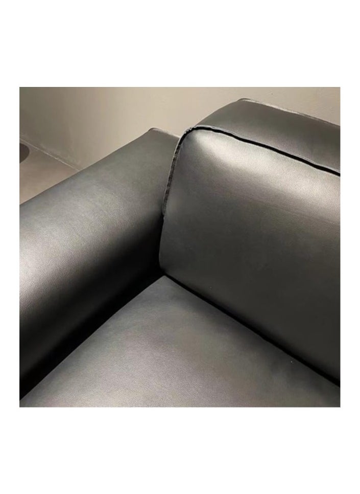 Generic Minimalist Full Leather Sofa Large Black Cow Straight Row Villa Tofu Blocks Large Flat Living Room Sofa  - Image 3