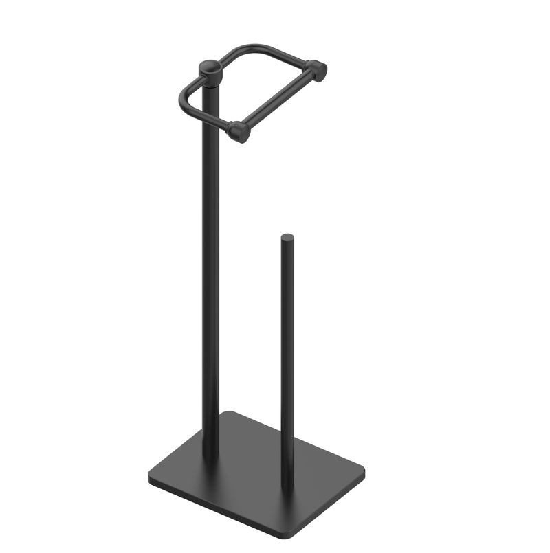 RUACQ Toilet Paper Holder Stand  Bathroom Toilet Paper roll Holder Free Standing with Storage for 4 Rolls  Post Pivoting Design  Stable Weighted Base  SUS304 Stainless Steel (Matte Black) - Image 1