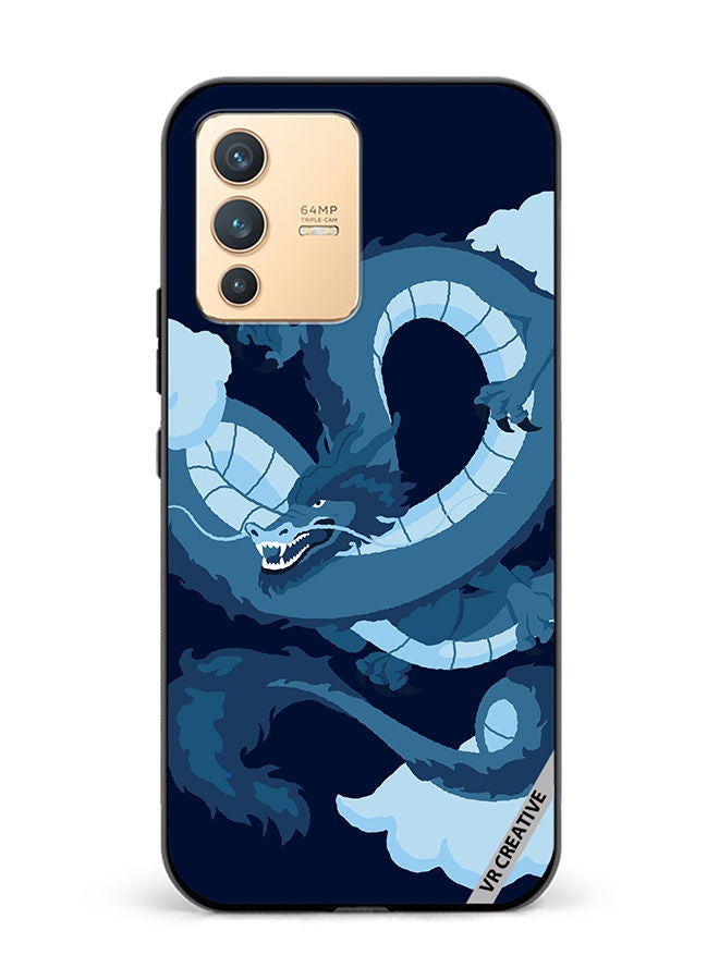 VR CREATIVE Protective Case Cover For Vivo V23 5G Chinese Blue Dragon Design Multicolour - Image 1