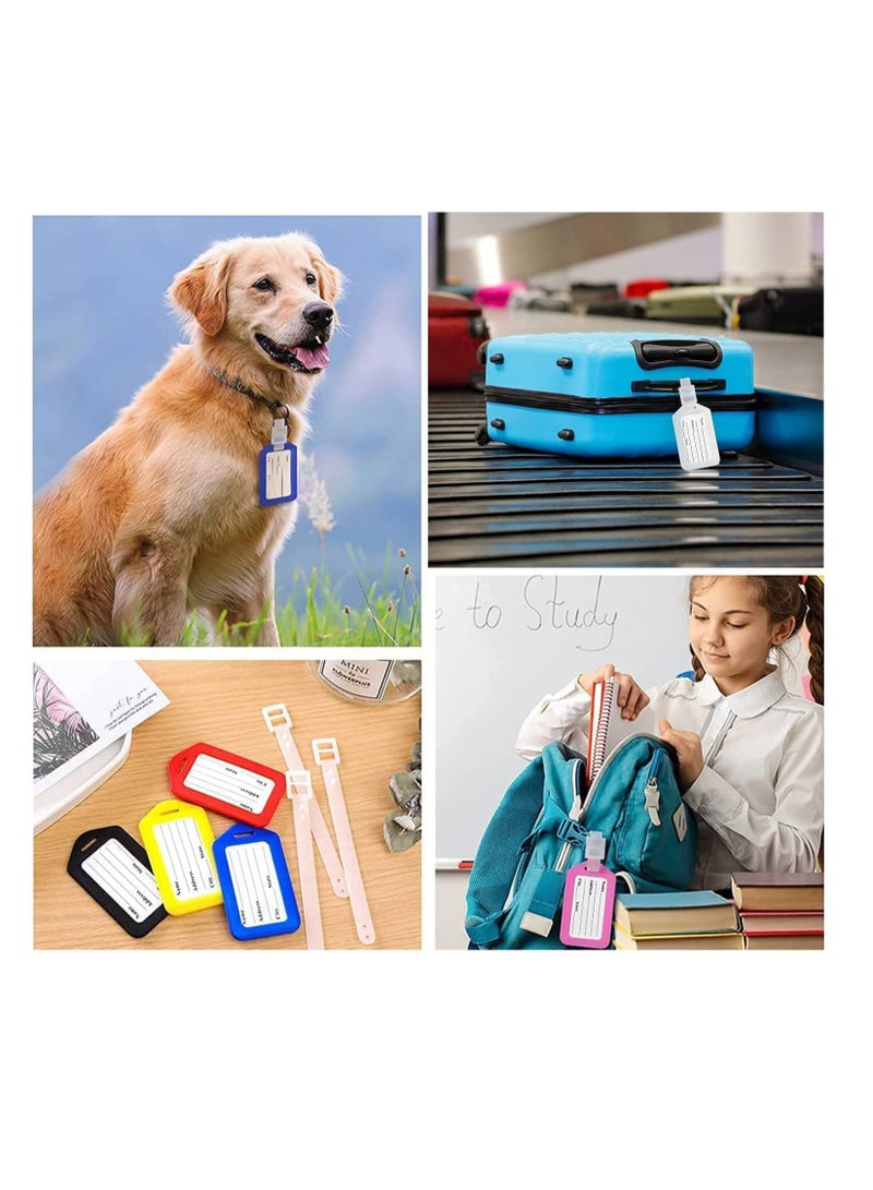 SOLARAE Luggage Tags with Name ID Card, Plastic Luggage Identifiers with Lanyard, Waterproof Name Tags Travel Accessories for Baggage Handbag Backpack, Colorful Personalised ID Labels 10 Pcs, 3.3x1.9 Inches - Image 2