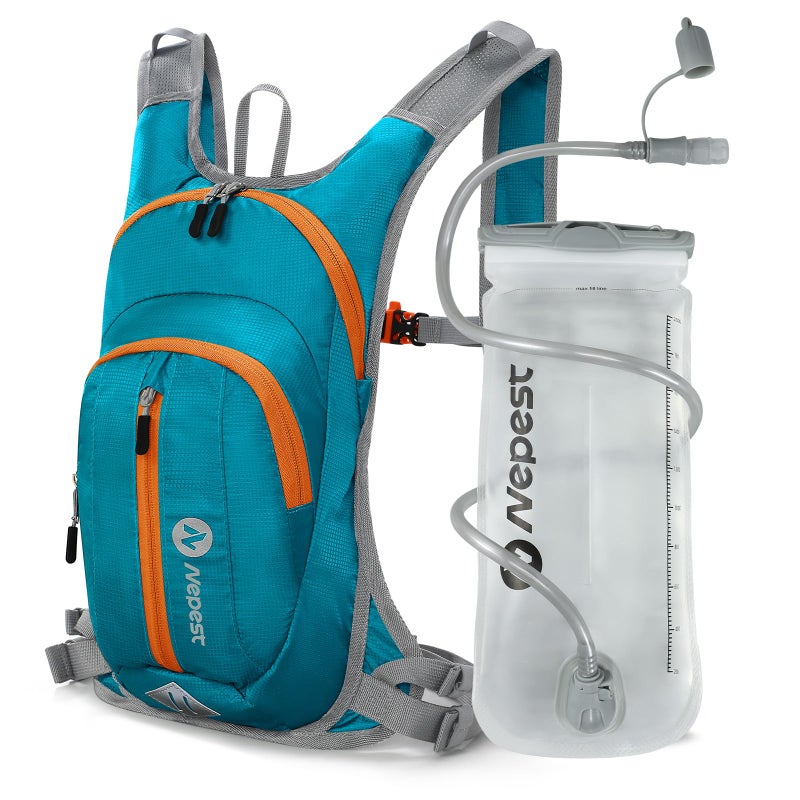 Nepest Hydration Pack Backpack with 2L Water Bladder Lightweight Water Backpack for Hiking Running Biking Teal - Image 2