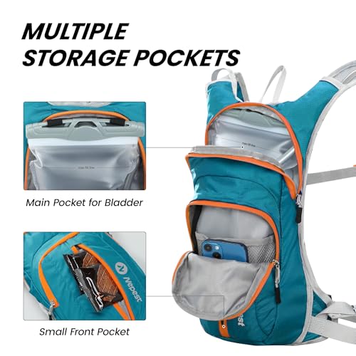 Nepest Hydration Pack Backpack with 2L Water Bladder Lightweight Water Backpack for Hiking Running Biking Teal - Image 3