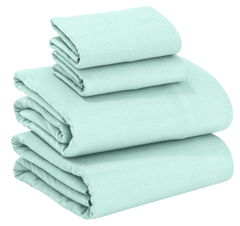 RUVANTI 100 Cotton Flannel Sheets King Size 4 Piece Warm Soft Breathable Deep Pocket Double Brushed Cozy All Season Bedding Set Aqua