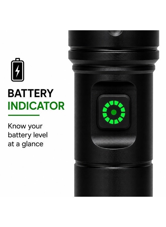 مصباح يدوي LED محمول وقابل للشحن مع ضوء عمل XPE+COB وشحن USB، أسود - Image 5