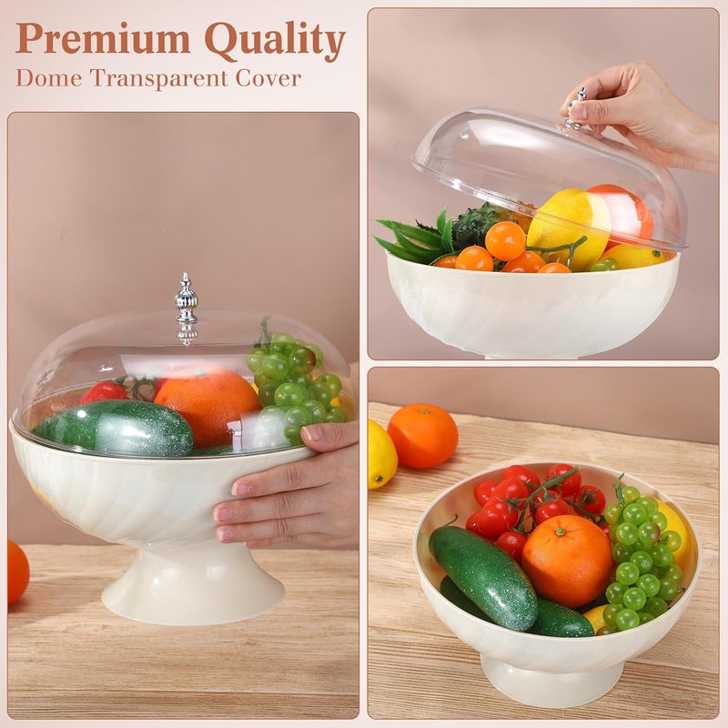 LOYIM 2 قطع وعاء فواكه مع غطاء للمطبخ 965 بوصة سلة فواكه مع ثقوب تصريف وقاعدة قابلة للإزالة لحامل الفواكه لتزيين طاولة الطعام وتخزين الخضار ومستلزمات الطعام - Image 4