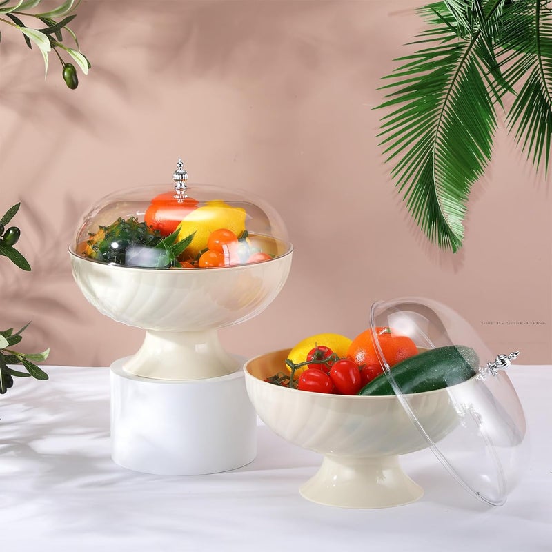 LOYIM 2 قطع وعاء فواكه مع غطاء للمطبخ 965 بوصة سلة فواكه مع ثقوب تصريف وقاعدة قابلة للإزالة لحامل الفواكه لتزيين طاولة الطعام وتخزين الخضار ومستلزمات الطعام - Image 5