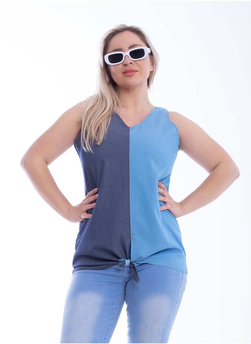 Jeans Cut With A Drawstring Blouse